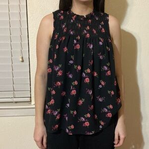 Floral Sleeveless Top - Black
